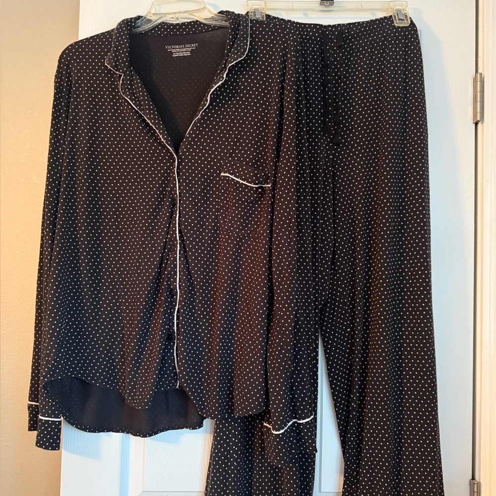 Victoria Secret Black White Polka Dot Modal Pajama Set XL